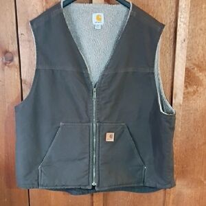 Carhartt Olive Vest with Sherpa Lining
